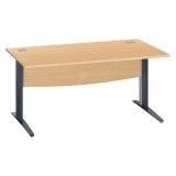 Bureau droit hêtre L 160 cm piètement " L" métal Essens