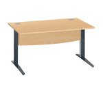 Bureau droit hêtre L 180 cm piètement " L" métal Essens