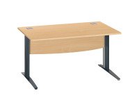 Bureau droit hêtre L 180 cm piètement " L" métal Essens