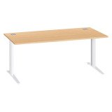 Bureau droit hêtre L 180 cm piètement "L" métal Essens