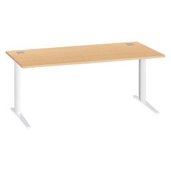 Bureau droit hêtre L 180 cm piètement "L" métal Essens