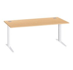 Bureau droit hêtre L 180 cm piètement "L" métal Essens