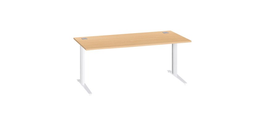Bureau droit hêtre L 180 cm piètement "L" métal Essens