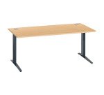 Bureau droit hêtre L 180 cm piètement "L" métal Essens