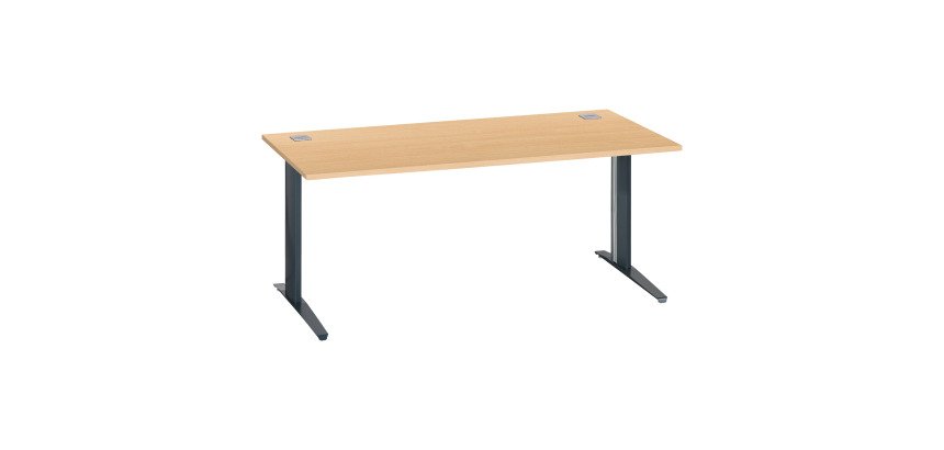 Bureau droit hêtre L 180 cm piètement "L" métal Essens