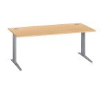 Bureau droit hêtre L 180 cm piètement "L" métal Essens