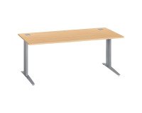 Bureau droit hêtre L 180 cm piètement "L" métal Essens