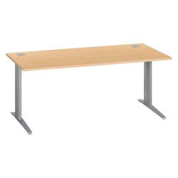 Bureau droit hêtre L 180 cm piètement "L" métal Essens
