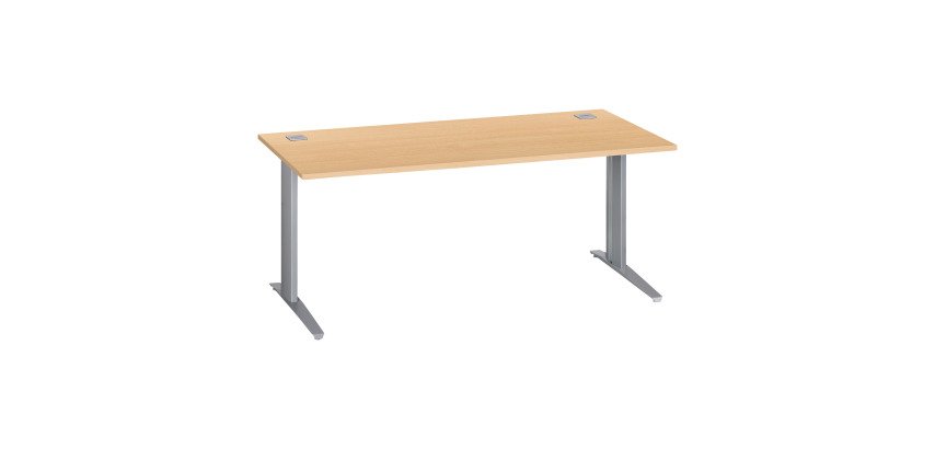 Bureau droit hêtre L 180 cm piètement "L" métal Essens