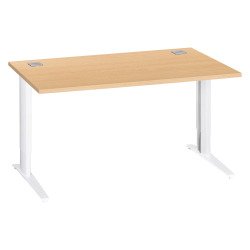 Bureau droit hêtre réglable L 140 cm piètement "L" métal Essens