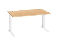 Bureau droit hêtre réglable L 140 cm piètement "L" métal Essens