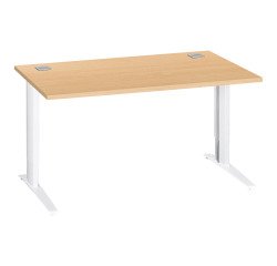 Bureau droit hêtre réglable L 140 cm piètement "L" métal Essens
