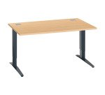 Bureau droit hêtre réglable L 140 cm piètement "L" métal Essens