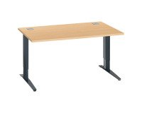 Bureau droit hêtre réglable L 140 cm piètement "L" métal Essens