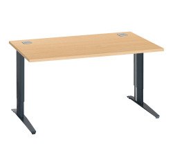 Bureau droit hêtre réglable L 140 cm piètement "L" métal Essens