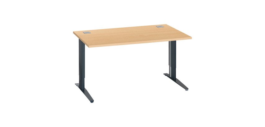Bureau droit hêtre réglable L 140 cm piètement "L" métal Essens