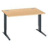 Bureau droit hêtre réglable L 120 cm piètement "L" métal Essens