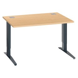 Bureau droit hêtre réglable L 120 cm piètement "L" métal Essens