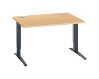 Bureau droit hêtre réglable L 120 cm piètement "L" métal Essens