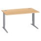 Bureau droit hêtre réglable L 140 cm piètement "L" métal Essens
