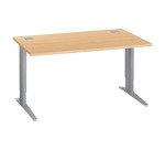 Bureau droit hêtre réglable L 140 cm piètement "L" métal Essens