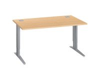 Bureau droit hêtre réglable L 140 cm piètement "L" métal Essens