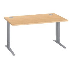 Bureau droit hêtre réglable L 140 cm piètement "L" métal Essens