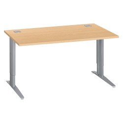 Bureau droit hêtre réglable L 140 cm piètement "L" métal Essens
