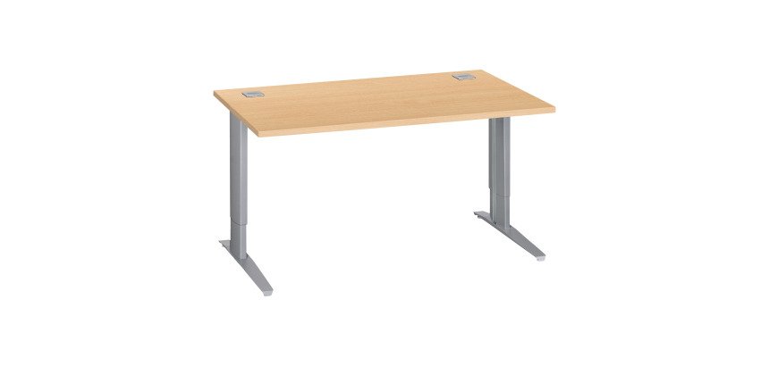 Bureau droit hêtre réglable L 140 cm piètement "L" métal Essens