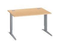 Bureau droit hêtre réglable L 120 cm piètement "L" métal Essens