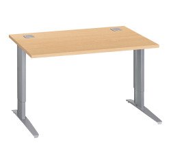 Bureau droit hêtre réglable L 120 cm piètement "L" métal Essens