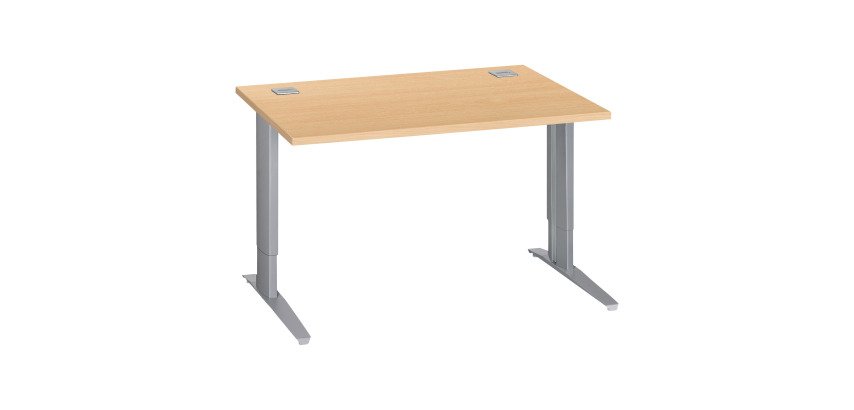 Bureau droit hêtre réglable L 120 cm piètement "L" métal Essens