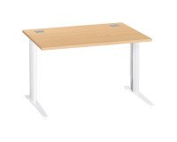 Bureau droit hêtre réglable L 120 cm piètement "L" métal Essens