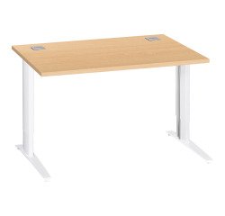 Bureau droit hêtre réglable L 120 cm piètement "L" métal Essens