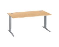 Bureau droit hêtre réglable L 160 cm piètement "L" métal Essens