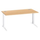 Bureau droit hêtre réglable L 160 cm piètement "L" métal Essens