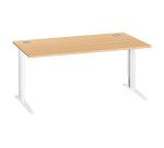 Bureau droit hêtre réglable L 160 cm piètement "L" métal Essens