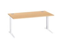 Bureau droit hêtre réglable L 160 cm piètement "L" métal Essens