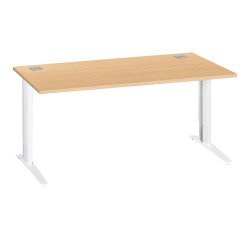 Bureau droit hêtre réglable L 160 cm piètement "L" métal Essens