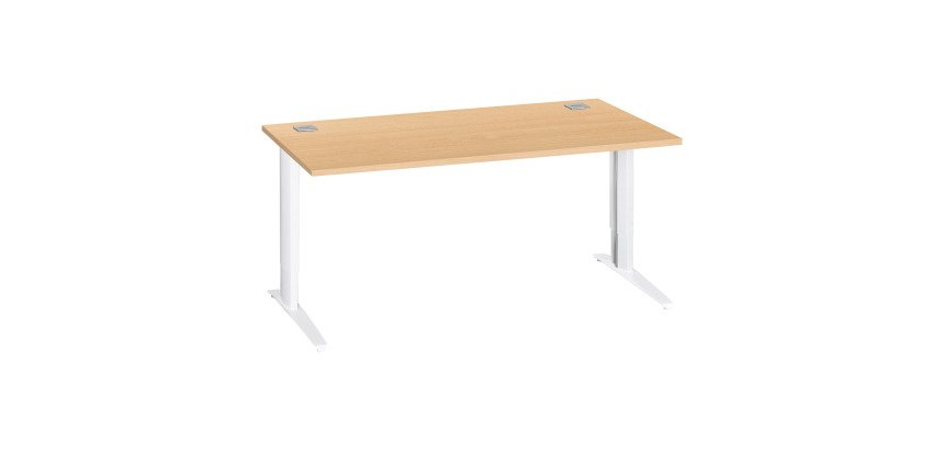 Bureau droit hêtre réglable L 160 cm piètement "L" métal Essens
