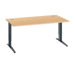 Bureau droit hêtre réglable L 160 cm piètement "L" métal Essens