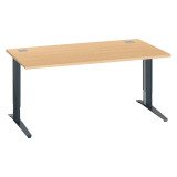 Bureau droit hêtre réglable L 160 cm piètement "L" métal Essens