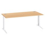 Bureau droit hêtre réglable L 180 cm piètement "L" métal Essens