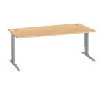 Bureau droit hêtre réglable L 180 cm piètement "L" métal Essens