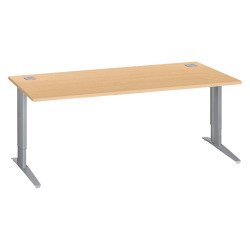 Bureau droit hêtre réglable L 180 cm piètement "L" métal Essens