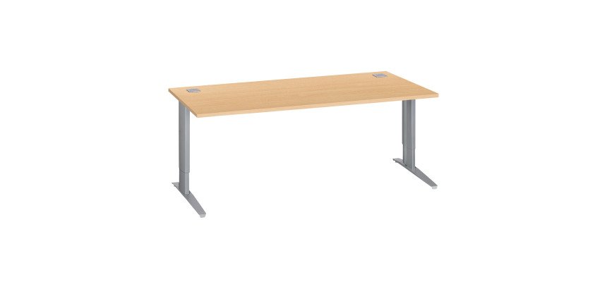 Bureau droit hêtre réglable L 180 cm piètement "L" métal Essens