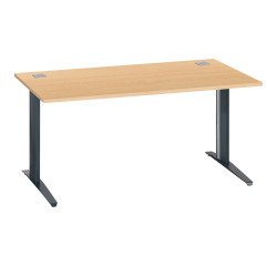 Bureau droit hêtre L 160 cm piètement "L" métal Essens