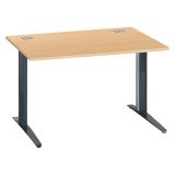 Bureau droit hêtre L 120 cm piètement "L" métal Essens