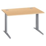 Bureau droit hêtre L 120 cm piètement "L" métal Essens