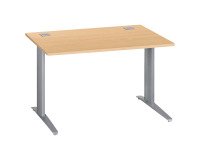 Bureau droit hêtre L 120 cm piètement "L" métal Essens
